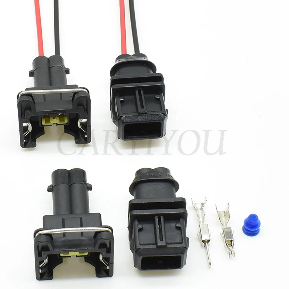 2 Pin Automotive Fuel Injector Connector Male Female Engine Oil Sensor Plug with Terminals