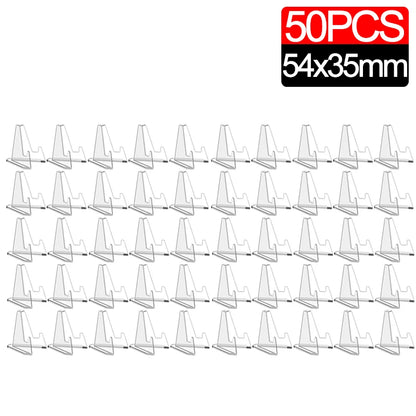 50-1Pcs Acrylic Display Stand Transparent Triangle Commemorative Coin Watch Card Holder Display Rack For Exhibitions Home Decor