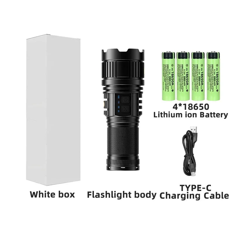 Ultra Bright 1000000LM Tactical Zoom Flashlight Rechargeable Torch
