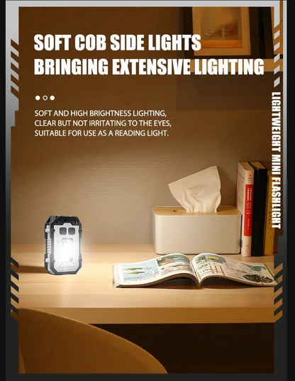 Powerful Pocket Torch Light Rechargeable Super Bright LED Multifunctional Linterna Magnetic COB LED EDC Mini Keychain Flashlight
