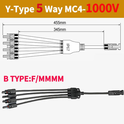 DC PV Y Branch Photovoltaic Solar Connector 1000V 30A Male Female 3-Way 4-Way 5-Way Plug 1 to 2/3/4 Adapter