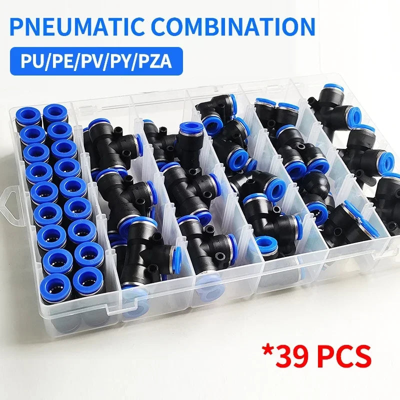 Boxed Pneumatic Fittings PU-12 PE-12 PZA-12 PY-12 PV-12 Quick Release Connectors Kit for 4mm Plastic Hose Couplings