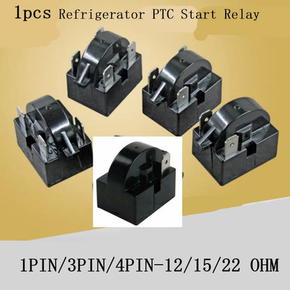 Refrigerator PTC Starter Relay 1/3/4 Pins Compressor Overload Protector, 12Ω / 15Ω / 22Ω Starting Relay
