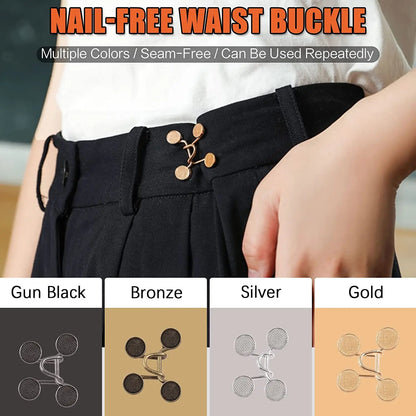 Adjustable Waist Extender Button Set for Jeans No-Sew Buckle 5/1Set