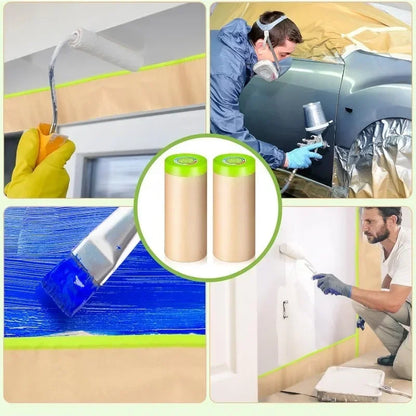 Pre-Taped Masking Film for Automotive Paint Cabinet Furniture Dust Protection 15m