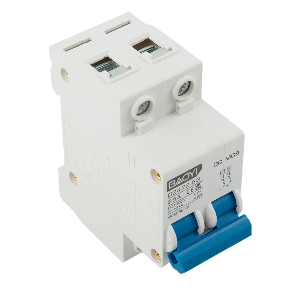 DC Miniature Circuit Breaker 2 Pole 1000V 32 Amp Isolator DC Disconnect Switch Thermomagnetic 10 A-63A 1.42 X 2.95 X 3.15 Inches