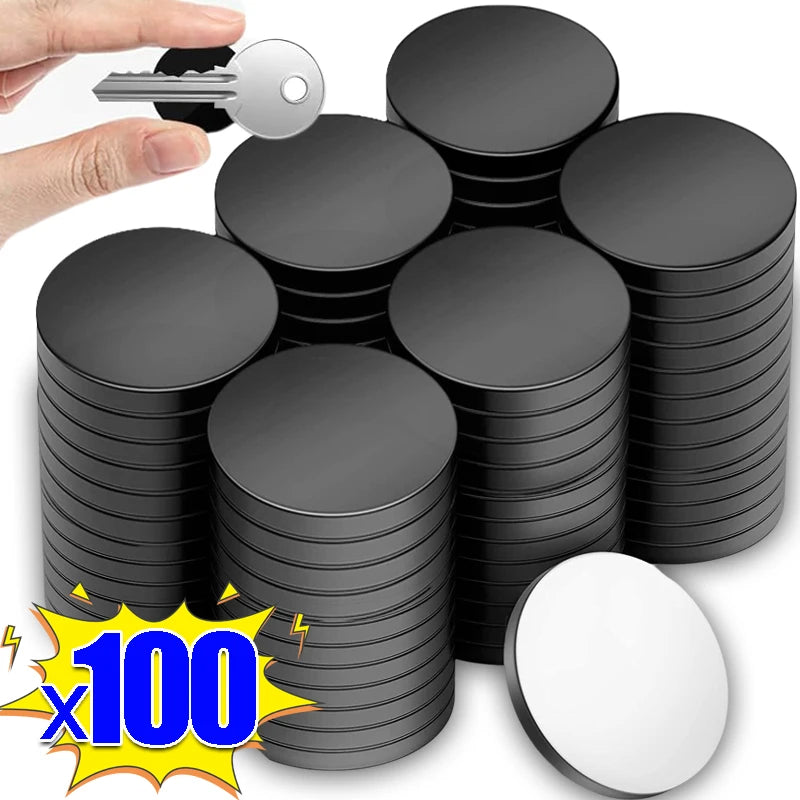 50/100PCS Self-Adhesive Magnetic Discs, 20mm Dia, 2mm Thick, Round Rubber Flexible Sticky Magnets for Crafts and Fridge