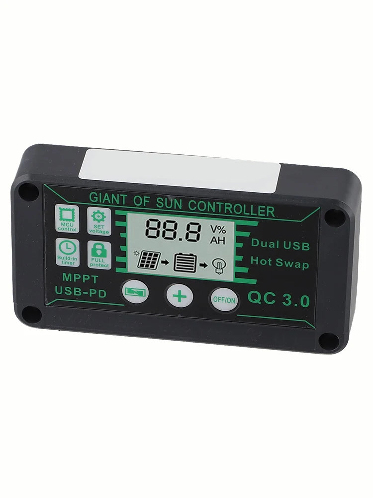 Digital Display Waterproof MPPT Solar Charge Controller Adjustable Current Options 10A 100A Efficient Energy Utilization