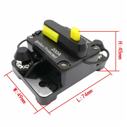 Car Circuit Breaker Fuse Reset 30–300A 12V–48V DC, Waterproof Auto and Boat Electrical Switch