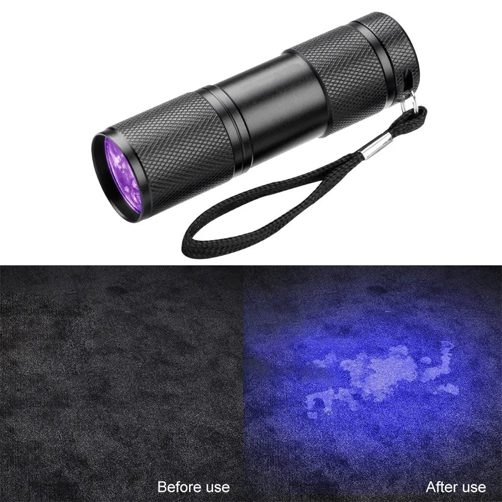 9-128 LED Ultraviolet Blacklight UV Light Lamp Detector for Dog Urine Stains Outdoor Waterproof 9-100 LED UV Flashlight Camping