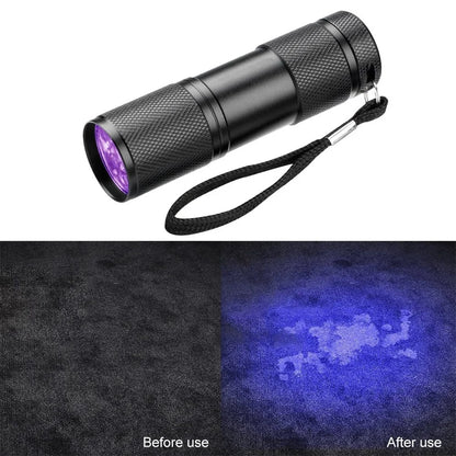 9-128 LED Ultraviolet Blacklight UV Light Lamp Detector for Dog Urine Stains Outdoor Waterproof 9-100 LED UV Flashlight Camping