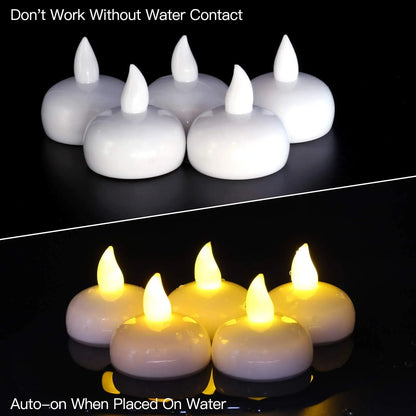 LED Flameless Floating Candle Battery Powered Flickering Electronic Candle Waterproof Floating Tealight Wedding Party Decor Lamp