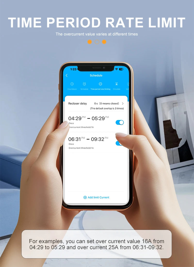 2P WiFi Smart Circuit Breaker DGC-63T, Remote Control 1-63A Adjustable Switch, Timer, Voltage, Current, Temperature, Leakage Protection
