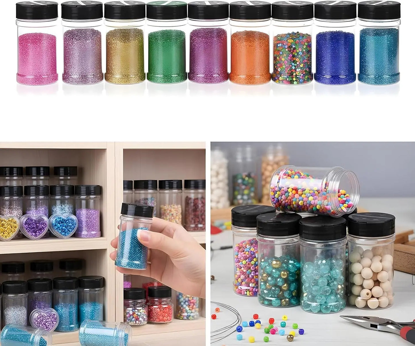 1/10Pcs Plastic Spice Jars with Shaker Lids Kitchen Empty Salt Pepper Condiment Powder Barbecue Seasoning Bottles Container