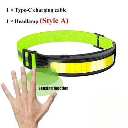 Induction LED Headlamp Type-C Rechargeable with Red Light Headlight