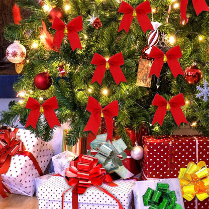 12/36pcs Christmas Bow Christmas Decorations For Home Gold Red Bowknot Xmas Tree Ornaments New Year 2024 Navidad Decor Supplies