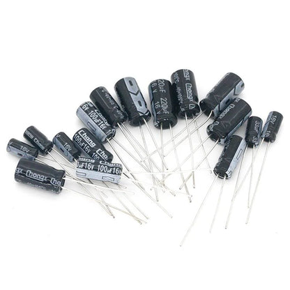 1set of 120pcs Aluminum Electrolytic Capacitor Assortment Kit 12 Values 0.22µF–470µF