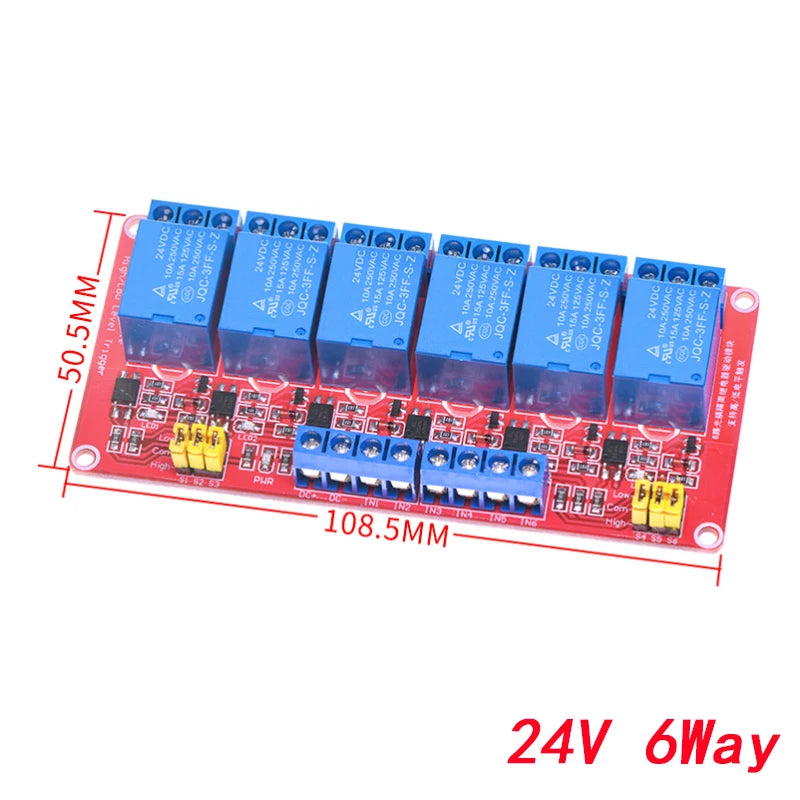 5V 12V 24V Multi-Channel Relay Module Board with Optocoupler for Arduino High/Low Level Trigger