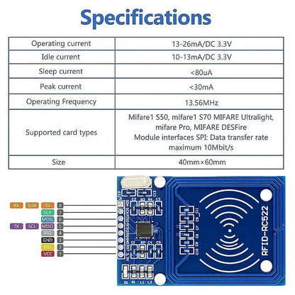 MFRC-522 RFID RC522 Module SPI Wireless IC Card Reader Writer for Arduino