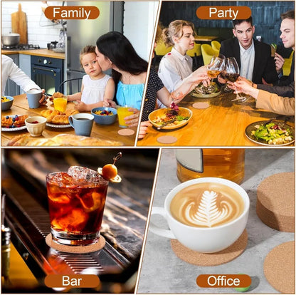 50/1PCS Non-Slip Cork Coaster Natural Round Wooden Cup Mat Heat Insulation Pads Tea Coffee Mug Drinks Holder Table Decoration