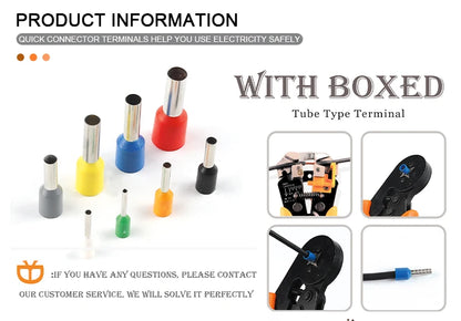 300/800PCS VE Tubular Crimp Terminal Electrical Wire Insulated Terminator Block Cord End Connector, Crimping Terminals Kit