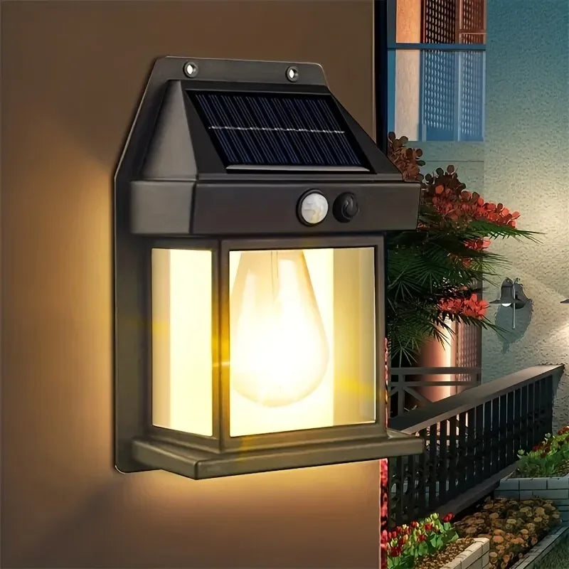 1-4PCS Solar Tungsten Filament Lamp Outdoor Waterproof Garden Wall Light Intelligent Induction Courtyard Villa Lighting Lantern