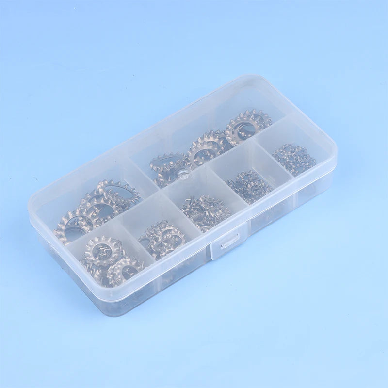 160pcs Star Lock Washers Assortment M3–M12 Stainless Steel