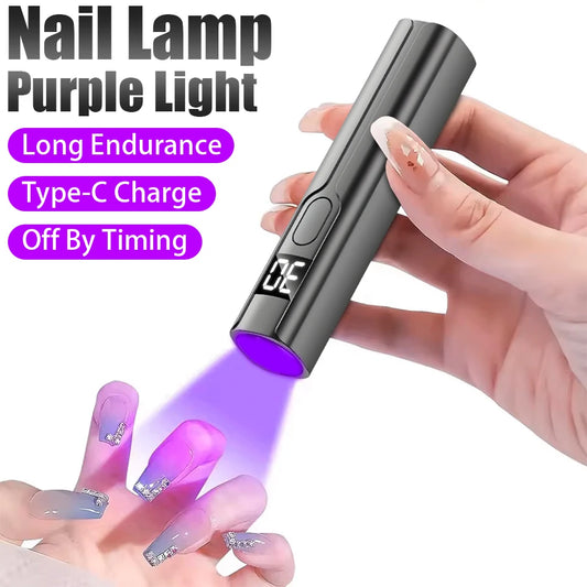 Rechargeable Professional UV LED Nail Lamp — Portable Mini Desk Nail Dryer with Display Stand for Gel Nail Art