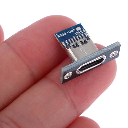 10pcs USB 3.1 Type C Socket with Screw Fixing Plate – Type-C USB Jack 2Pin/4Pin Female Connector Charging Port
