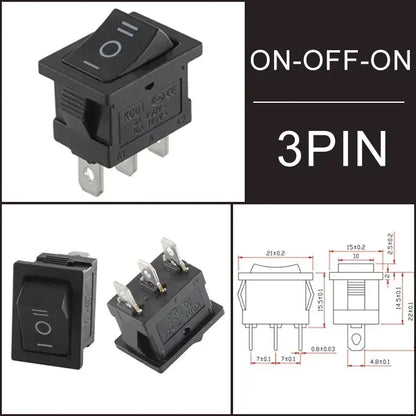 KCD1 Snap-In Boat Rocker Switch SPST ON-OFF 2/3/4 Pin 250V 6A 125V 10A 2P Toggle Power