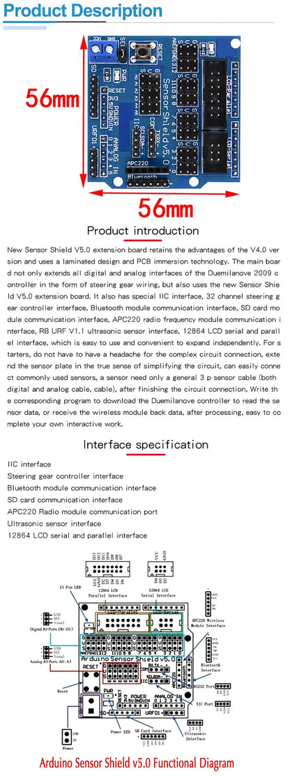 V5 Sensor Shield Expansion Board for Arduino UNO R3