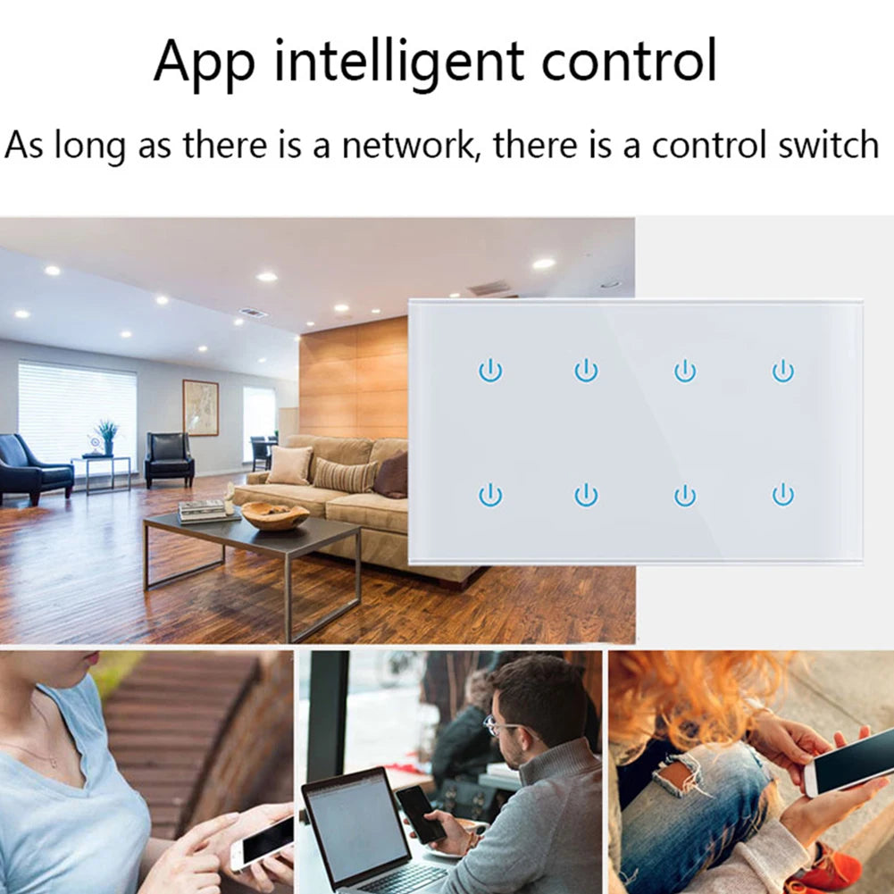 2 Way Touch Switch Voice Control Switch Energy-saving Lamp Compatible Hands-free Control For Tuya App Home Automation