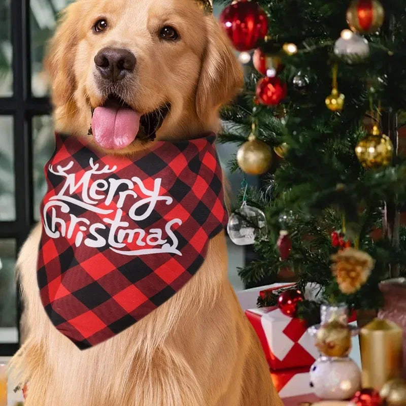10/1PCS Christmas Dog Cat Triangle Scarf Cartoon Santa Claus snowman Triangle Scarf Pet Saliva Towel Christmas Pet Supplies