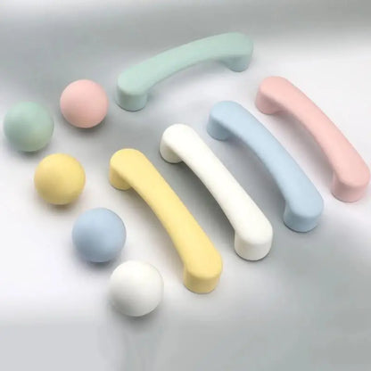 1pc Children's Furniture Handles Nordic Ceramic Children Room Cabinet Handles Macaron Colorful Round Drawer Knobs And Pulls