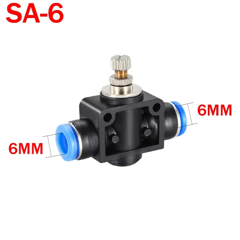 SA Throttle Valve 4-12mm Air Water Flow Control Pneumatic Push In Fittings for Hose Tube Speed Regulation