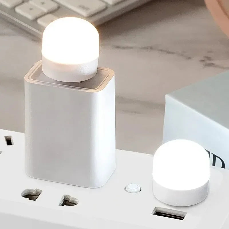 1-20PCS Mini USB LED Plug Lamp Portable Eye Protection Book Reading Light Small Round Car Bulb Computer Mobile Power Lamps