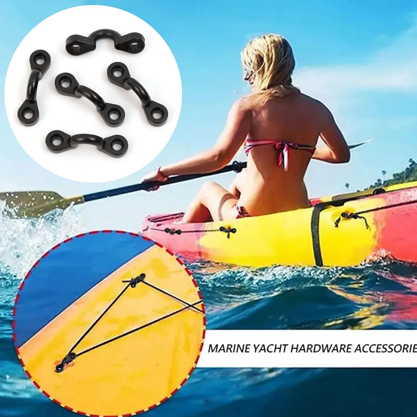 20/5Set Kayak Clips – Inflatable Boat Deck Rigging Fixed Eye Kit for Marine Boat, Rowing & Aquatic Sports Accessories