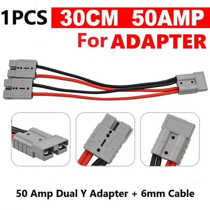 1pc 50A For Anderson Plug Connector Double Y Adapter 4mm Car Cable 4 Square Wires 30cm For Forklifts Stackers Vehicles