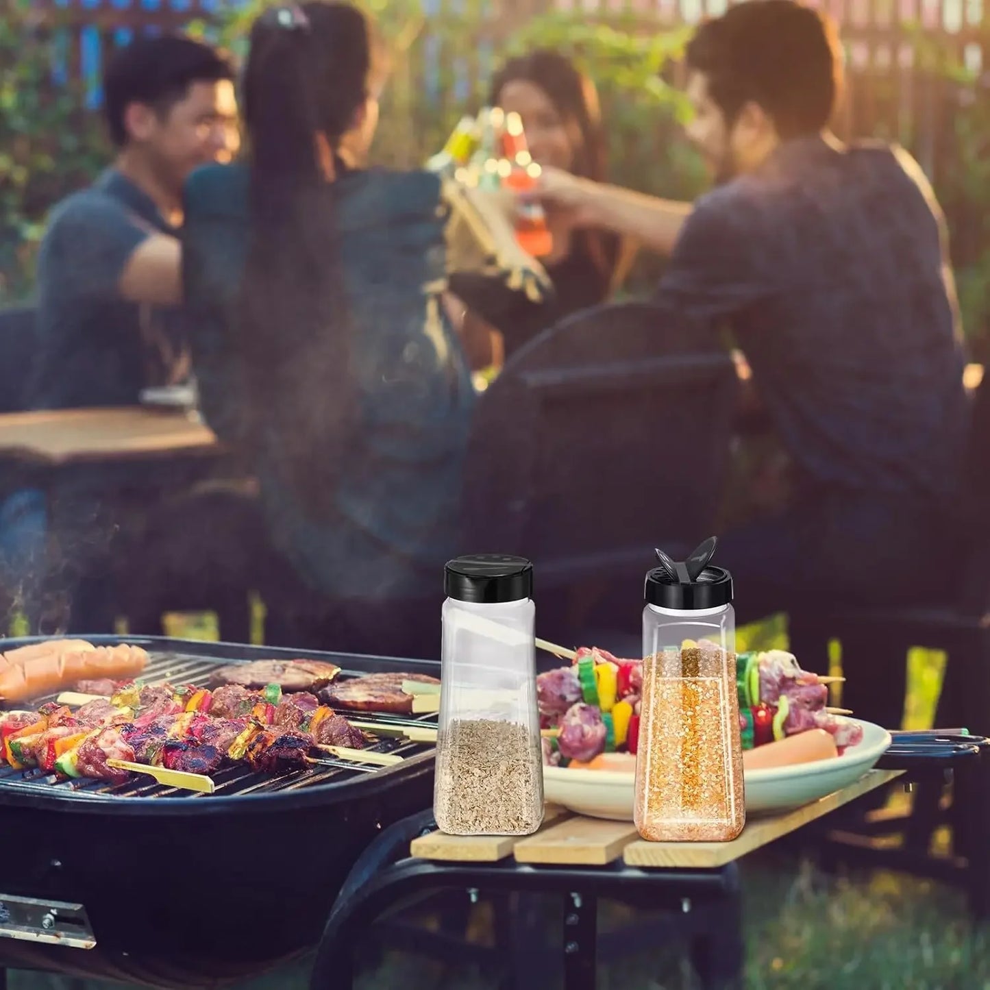Portable Spices Seasoning Shaker Bottles Sugar Salt Pepper Jars BBQ condiment dispenser Empty Plastic Container Kitchen Gadgets