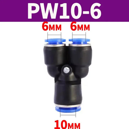 Pneumatic Push-to-Connect Fittings Kit Y W Shaped Air Water Oil Hose Connectors for Nylon Polyurethane Tubing