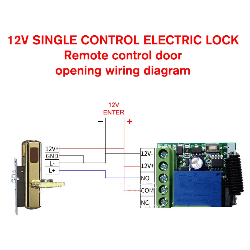 DC 12V 10A RF Relay Receiver 433mhz Wireless Remote Control EV1527 Learning Code Transmitter 2 bottons