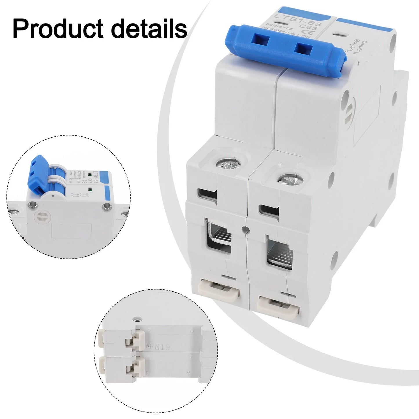 For Solar Photovoltaic Compatible DC 1000V Circuit Breaker Available in 6A to 63A Rated Currents for Overload Protection