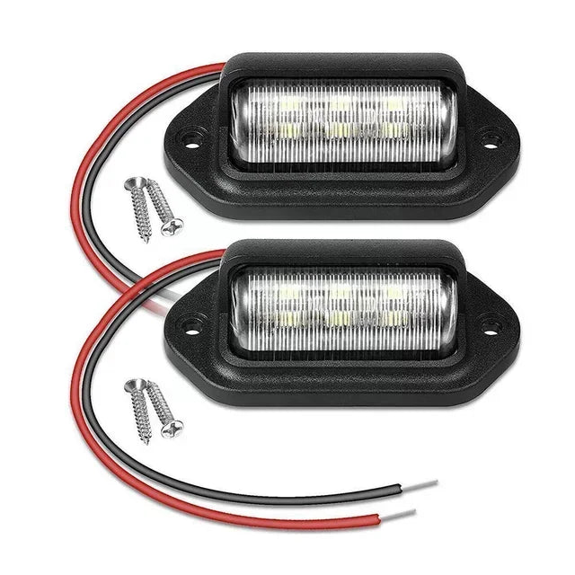 6 LED Car License Plate Light 12-24V Waterproof White Lamp