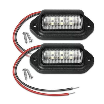6 LED Car License Plate Light 12-24V Waterproof White Lamp