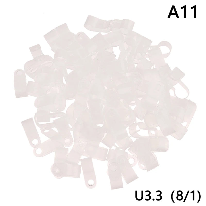 100Pcs/Pack U-Type R-Type Nylon Clamp Cable Clips Plastic Hose Fasteners Mount Fix Hardware Electrical Fitting Wire Management