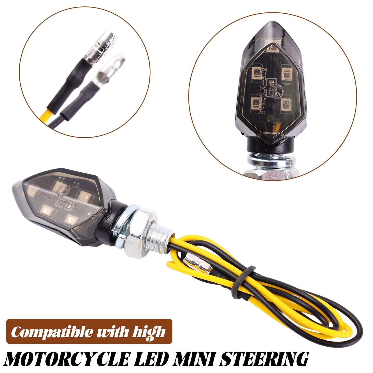 4/2pcs Mini Motorcycle Smoke Lens Turn Signal Light 5LED 12V Amber Blinker Lamp Motorcycle Universal Led Blinker Indicator Light
