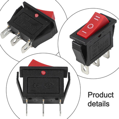 New Practical Quality Rocker Switch 3 Pins Electrical Equipment High Quality Joystick ON-OFF-ON Part RED 20A 125V