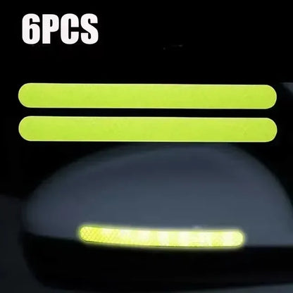 Car Reflective Safety Strip Stickers Rearview Mirror Warning Tape 6/2PCS