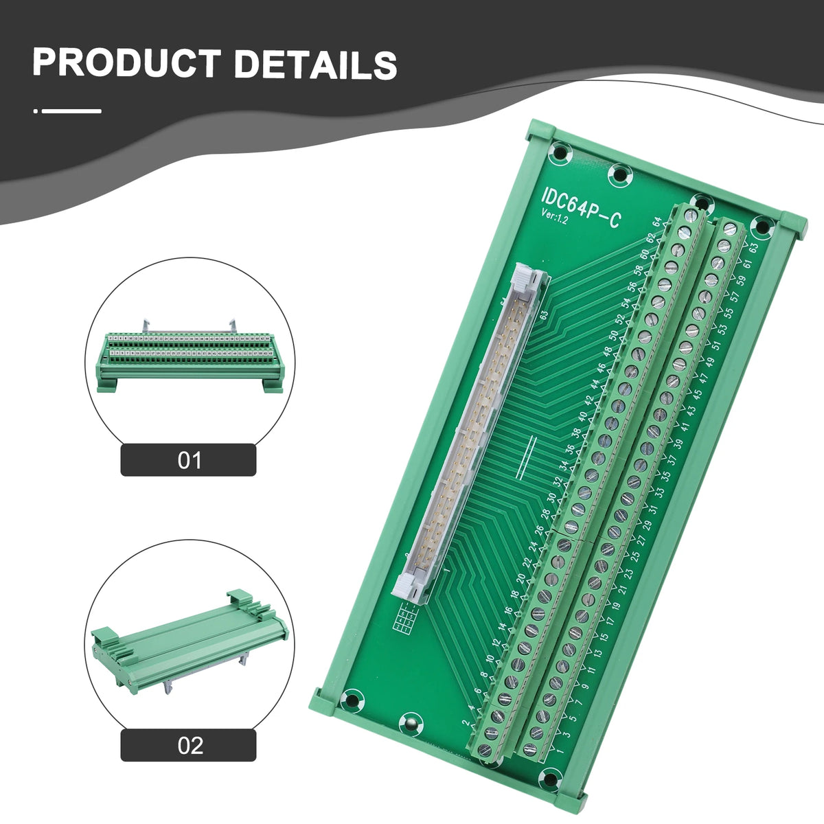 64 Pin Connector Terminal Block Connector Green Color IDC 64P Connecto ...