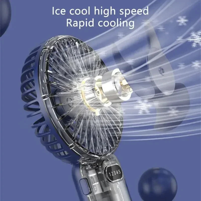 Creative Mini Handheld Small Fan USB Charging Portable 5 Speed High Wind Desktop Office Travel Pocket Fan Student Indoor Quiet